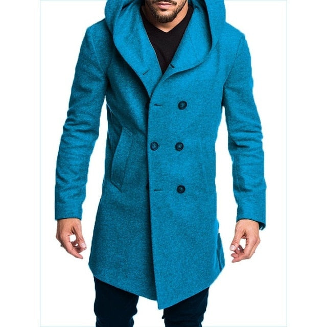 ZOGGA Spring, Autumn Men's Trench Coat - Outerwear Casual Long Hooded Overcoat