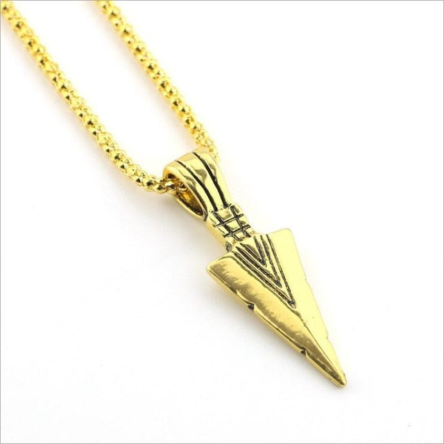 Men's Fashion Jewelry - Arrow Head Pendant - Long Chain Necklace -